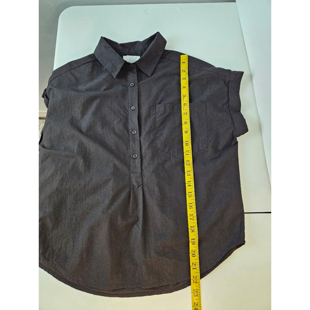 Sundays Black Cotton Short Sleeve Button Down Shirt Relaxed Fit Minimalist XS - Picture 6 of 6